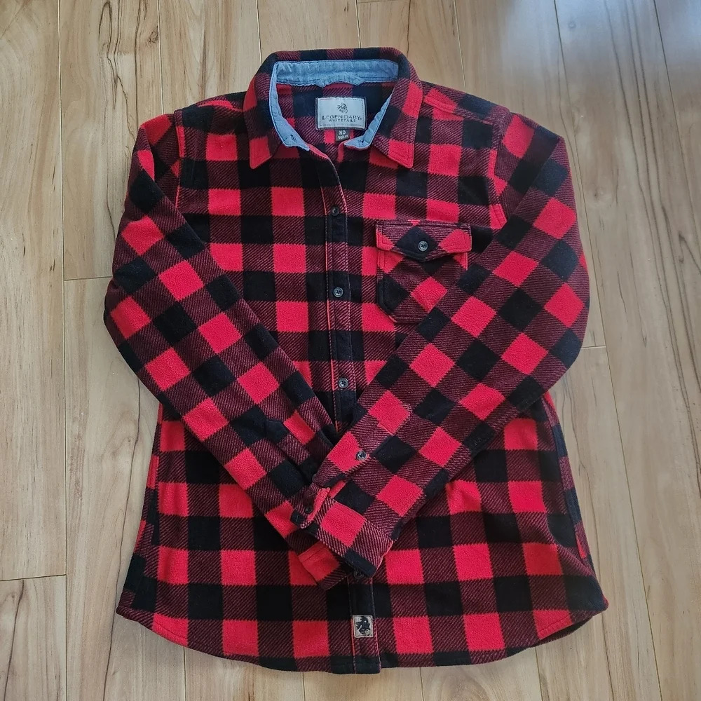 Legendary Whitetails Red Black Checked Plaid Flannel Sirt Size Medium
